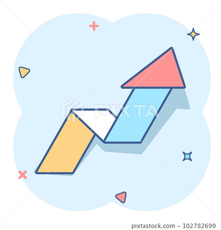 Vector cartoon arrow up icon in comic style. Forward arrow sign illustration pictogram. Cursor business splash effect concept. Vector cartoon arrow up icon in comic style. Forward arrow sign illustration pictogram. Cursor business splash effect concept. 102782699