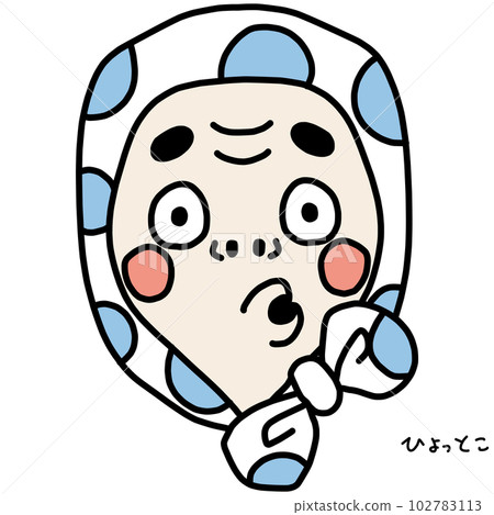 Hyottoko面具彩色插圖 102783113