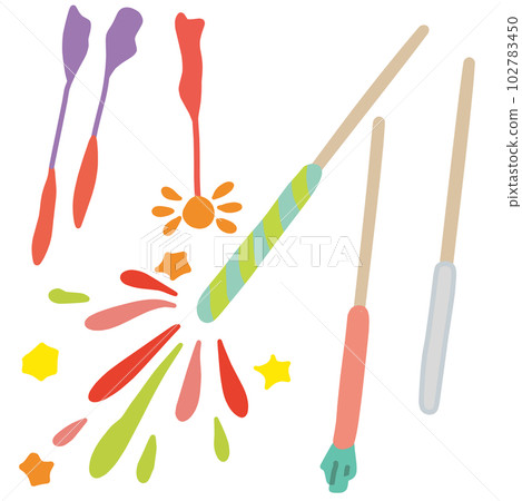 插圖集的手持煙花和煙火 插圖集的手持煙花和煙火 102783450
