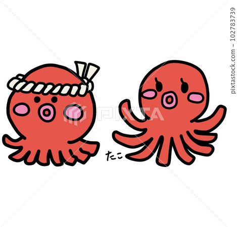 戴著頭帶的章魚和少女章魚的人物插圖集 戴著頭帶的章魚和少女章魚的人物插圖集 102783739