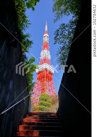 Tokyo Tower in wonderful weather in the cold winter sky Tokyo Tower in wonderful weather in the cold winter sky 102784632