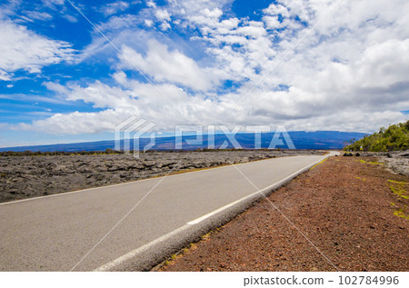 Hawaii Hawaii Island Mauna Loa beyond solidified lava 102784996
