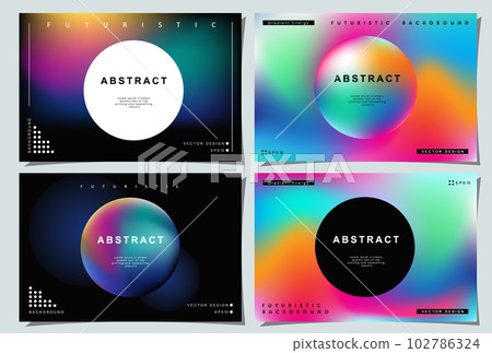 Set of colorful posters. Circle shape with neon lights. Abstract background with liquid gradient for banner, cover, social media posts. Set of colorful posters. Circle shape with neon lights. Abstract background with liquid gradient for banner, cover, social media posts. 102786324