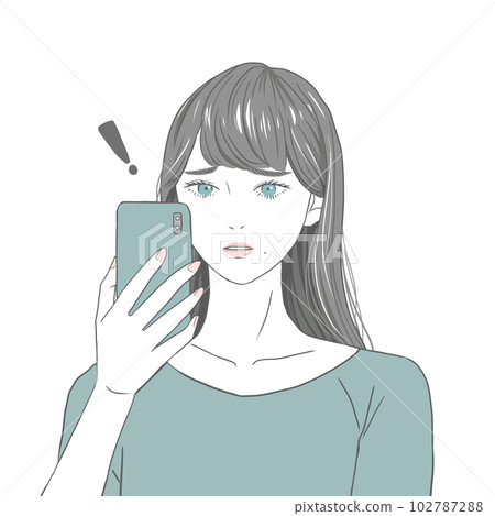 A woman with a smartphone A troubled woman A woman with a smartphone A troubled woman 102787288
