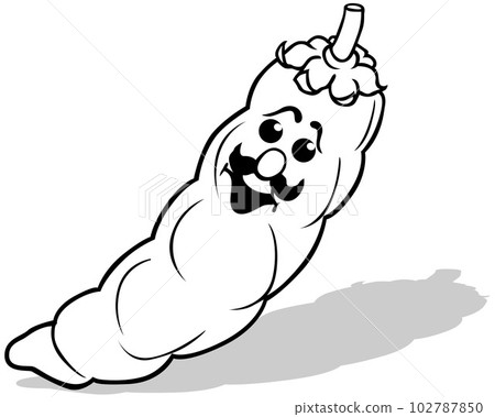 Drawing of a Pea Pod with a Face and a Mustache 102787850