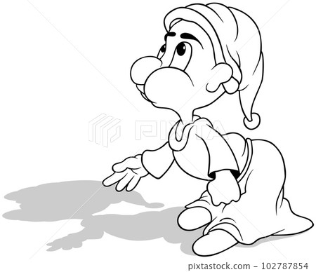 Drawing of a Dwarf Leaning Forward Drawing of a Dwarf Leaning Forward 102787854