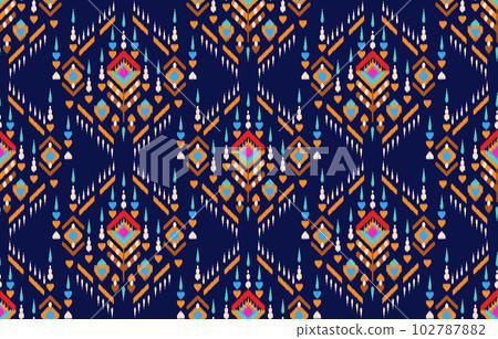 Ethnic pattern ikat seamless. Tribal African Indian traditional embroidery vector background. Aztec fabric carpet batik ornament chevron textile decoration wallpaper 102787882