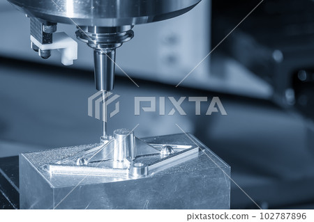 The CNC milling machine cutting injection mold part by solid ball end mill tool. The CNC milling machine cutting injection mold part by solid ball end mill tool. 102787896