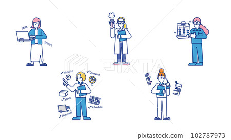 插圖 D 是一位從事各種科學工作的女性 插圖 D 是一位從事各種科學工作的女性 102787973