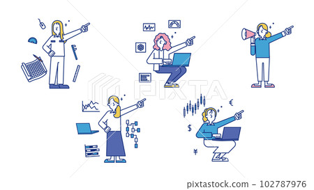 設置從事各種科學工作的女性的插圖 G 102787976