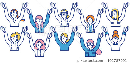 簡單的圖標集 B,各種職業的女性都在做萬歲 簡單的圖標集 B,各種職業的女性都在做萬歲 102787991