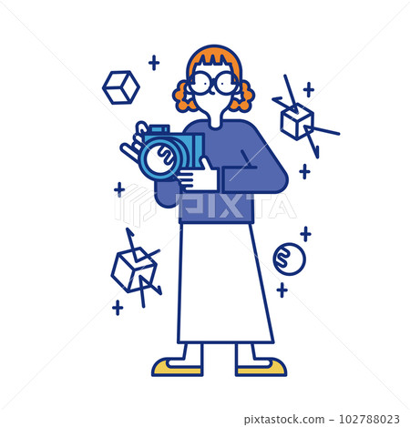 Illustration of a woman who takes a job as an optical designer 102788023