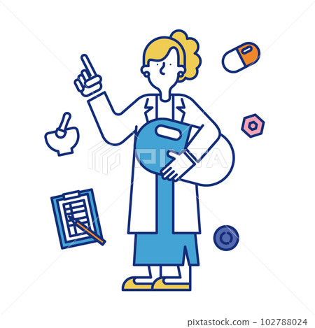 Illustration of a woman taking a job as a pharmacist Illustration of a woman taking a job as a pharmacist 102788024