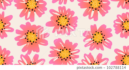 Hand drawn flowers, seamless patterns with floral for fabric, textiles, clothing, wrapping paper, cover, banner, interior decor, abstract backgrounds. Hand drawn flowers, seamless patterns with floral for fabric, textiles, clothing, wrapping paper, cover, banner, interior decor, abstract backgrounds. 102788114