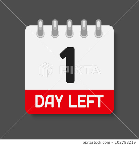 Countdown daily page calendar icon - 1 day left Countdown daily page calendar icon - 1 day left 102788219