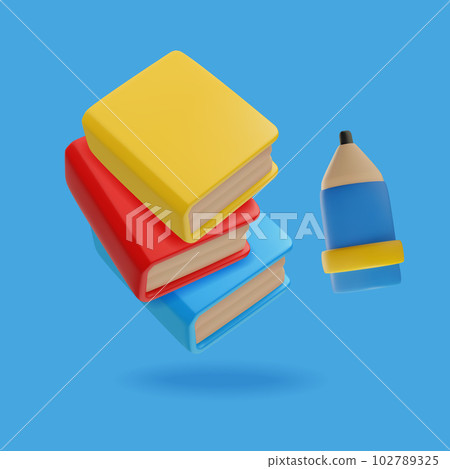 Stack of colorful books and pencil 3D style, vector illustration Stack of colorful books and pencil 3D style, vector illustration 102789325
