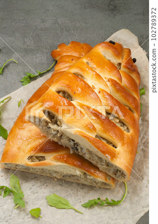 fish and onion pie in the shape of a fish fish and onion pie in the shape of a fish 102789372