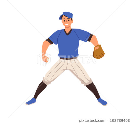 Standing baseball player with leather glove flat style, vector illustration 102789408