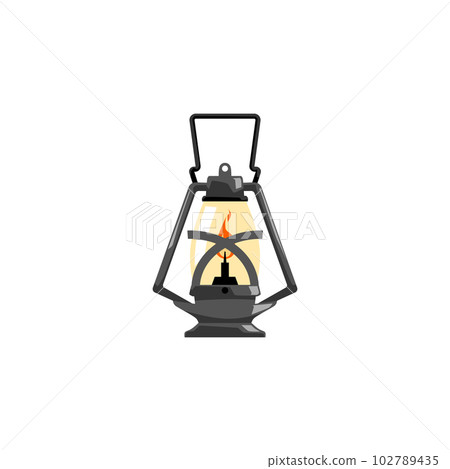 Black vintage lantern with burning wick flat style, vector illustration 102789435
