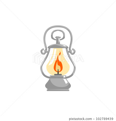 Gray vintage lantern with burning wick flat style, vector illustration Gray vintage lantern with burning wick flat style, vector illustration 102789439