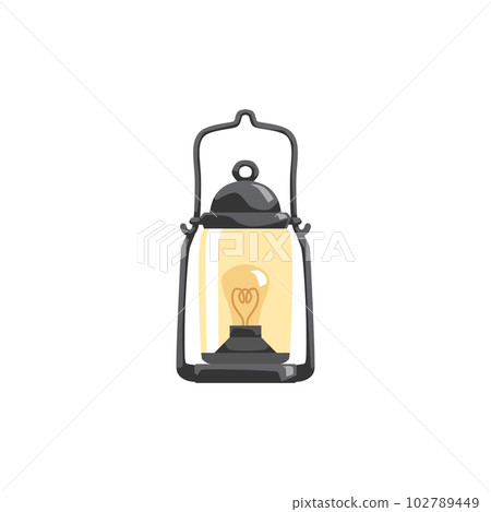 Handheld vintage burning lantern or lamp icon flat vector illustration isolated. Handheld vintage burning lantern or lamp icon flat vector illustration isolated. 102789449