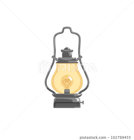 Burning vintage lantern icon flat vector illustration isolated on background. Burning vintage lantern icon flat vector illustration isolated on background. 102789455