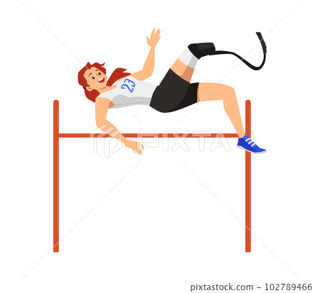Happy woman high-jumping flat style, vector illustration Happy woman high-jumping flat style, vector illustration 102789466