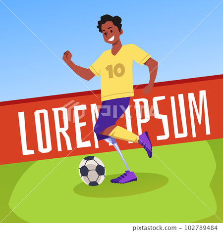 Football or soccer for people with disabilities banner or poster, flat vector. 102789484