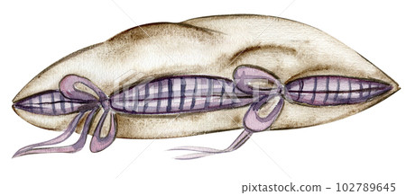 Watercolor hand drawn cute soft pillows. Illustration for baby animal on a white background. Perfect for wedding invitation, greetings card, posters, fabric patterns. 102789645