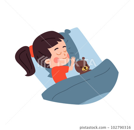Happy sleeping kid girl flat style, vector... - Stock Illustration ...