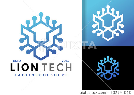 Lion Technology Geometric Logo vector icon illustration 102791048