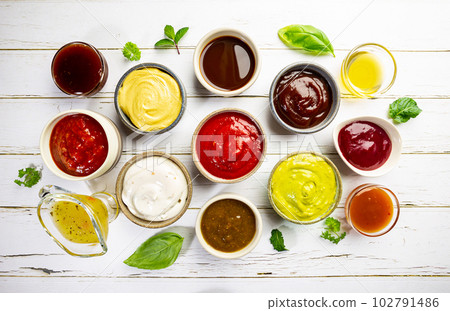 Set of different dip sauces 102791486