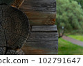 Corner of a hut or log building. Log well assembly of beams orlogs 102791647