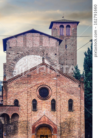 Bologna, Italy Basilica di Santo Stefano, also named Sette Chiese - Seven Churches - against sky with clouds. Bologna, Italy Basilica di Santo Stefano, also named Sette Chiese - Seven Churches - against sky with clouds. 102791660