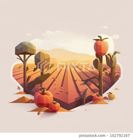 Low poly style agricultural field square landscape Low poly style agricultural field square landscape 102792167