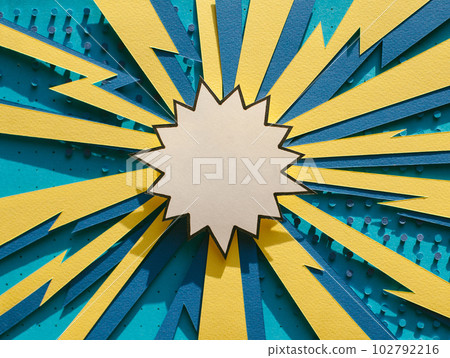 Handmade colorful paper cut speech bubble. Pop art and comic style.  102792216