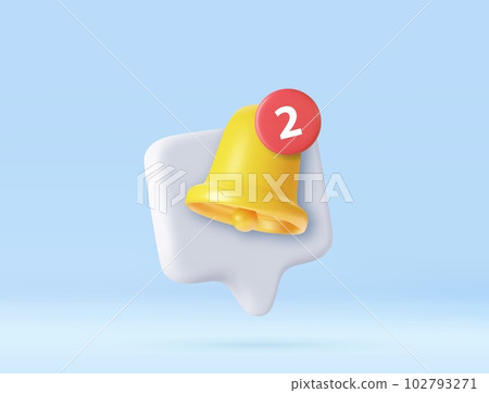 3D notification bell alert icon 3D notification bell alert icon 102793271