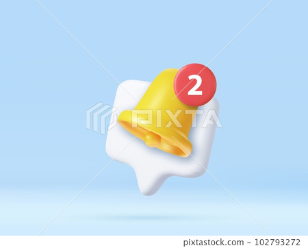 3D notification bell alert icon 3D notification bell alert icon 102793272