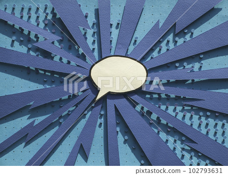 Handmade colorful paper cut speech bubble. Pop art and comic style.  102793631