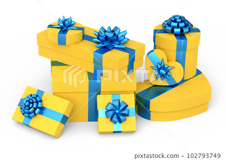 Gift boxes with ribbon and bow isolated on white background. greeting design Gift boxes with ribbon and bow isolated on white background. greeting design 102793749