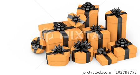 Gift boxes with ribbon and bow isolated on white background. greeting design Gift boxes with ribbon and bow isolated on white background. greeting design 102793755