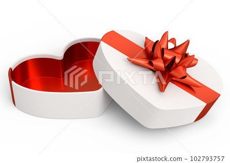 Gift boxes heart shaped with ribbon and bow isolated on white background. 102793757
