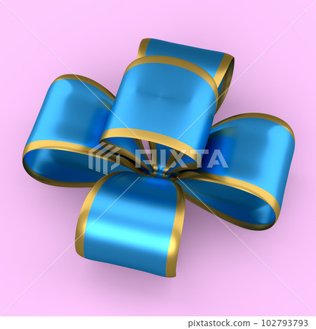 Realistic decorative bow or ribbon for gift box isolated on pink background. 102793793
