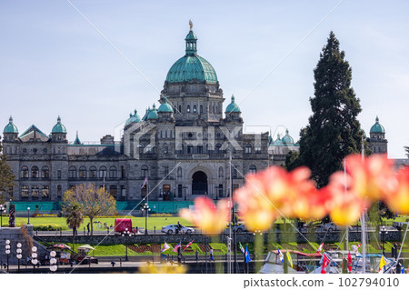 Legislative Assembly of British Columbia in the Capital City during a sunny day. Downtown Victoria 102794010