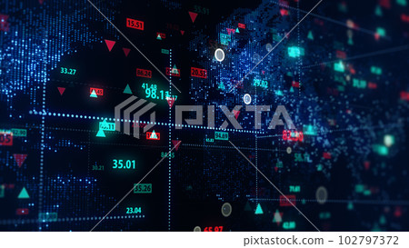3d rendering of stock market data on digital earth map background 3d rendering of stock market data on digital earth map background 102797372