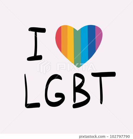 LGBTQ phrase. Rainbow-colored text. Vector illustration of the Pride parade. LGBT community LGBTQ phrase. Rainbow-colored text. Vector illustration of the Pride parade. LGBT community 102797790