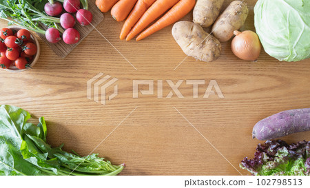 桌子上有很多蔬菜 桌子上有很多蔬菜 102798513