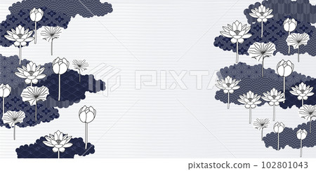 Mourning lotus Buddha Japanese pattern background 102801043