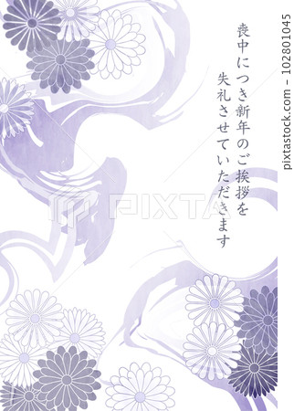 Mourning postcard chrysanthemum Japanese pattern background Mourning postcard chrysanthemum Japanese pattern background 102801045