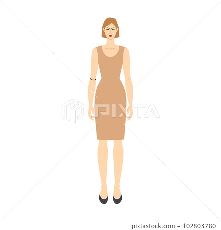 Women to do elbow measurement body with arrows fashion Illustration for size chart. Flat female character front 8 Women to do elbow measurement body with arrows fashion Illustration for size chart. Flat female character front 8 102803780